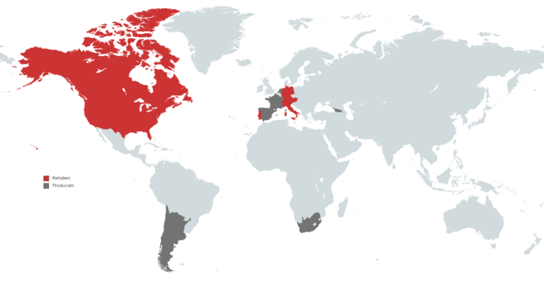 mapa de bodegas internacionales y clientes